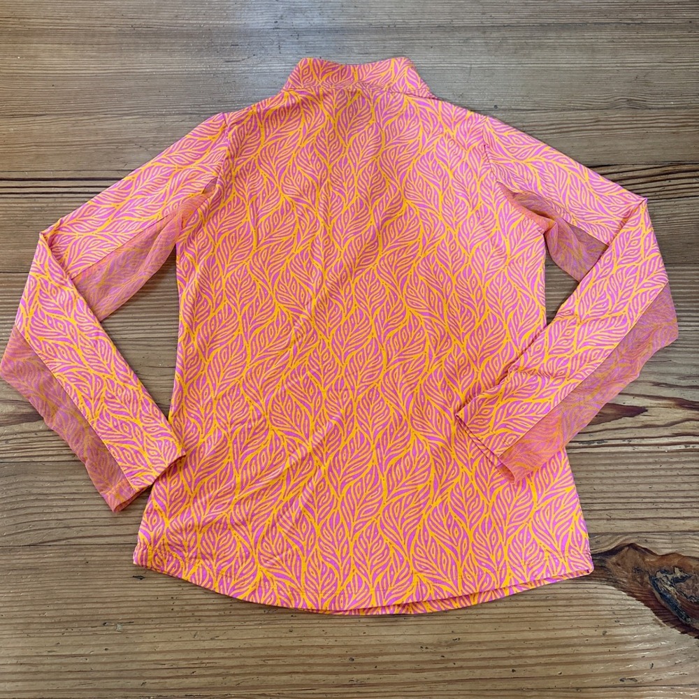 IBKUL Quarter Zip Pullover Womens Pink Orange Leaf Print UPF 50+ Top SIZE XS - Picture 5 of 5